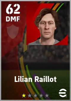 Lilian Raillot eFootball 2026 player card — 62 OVR DMF