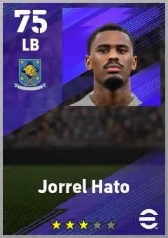 Jorrel Hato eFootball 2026 player card — 75 OVR LB