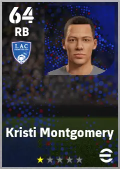Kristi Montgomery eFootball 2026 player card — 64 OVR RB