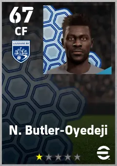 N. Butler-Oyedeji eFootball 2026 player card — 67 OVR CF