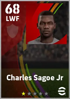 Charles Sagoe Jr eFootball 2026 player card — 68 OVR LWF