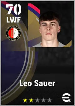 Leo Sauer eFootball 2026 player card — 70 OVR LWF