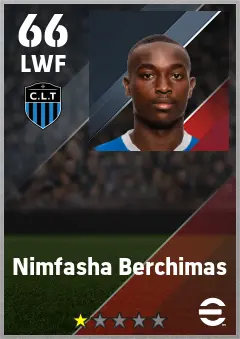 Nimfasha Berchimas eFootball 2026 player card — 66 OVR LWF