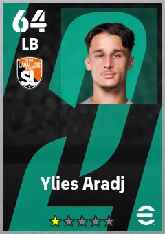 Ylies Aradj eFootball 2026 player card — 64 OVR LB