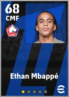 Ethan Mbappe eFootball 2026 player card — 68 OVR CMF