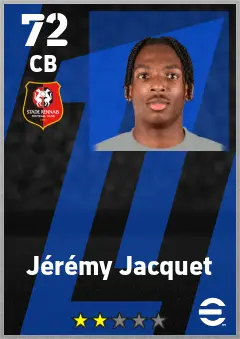 Jeremy Jacquet eFootball 2026 player card — 72 OVR CB