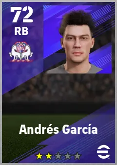 Andres Garcia eFootball 2026 player card — 72 OVR RB