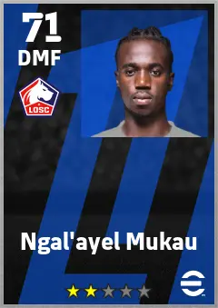 Ngal ayel Mukau eFootball 2026 player card — 71 OVR DMF