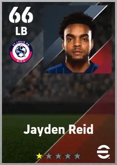 Jayden Reid eFootball 2026 player card — 66 OVR LB