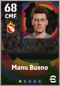 Manu Bueno eFootball 2026 player card — 68 OVR CMF