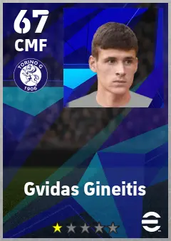 Gvidas Gineitis eFootball 2026 player card — 67 OVR CMF