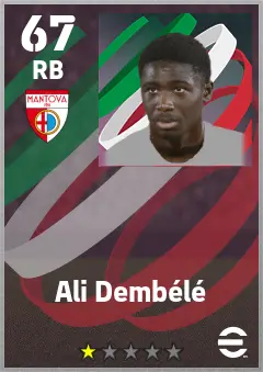 Ali Dembele eFootball 2026 player card — 67 OVR RB