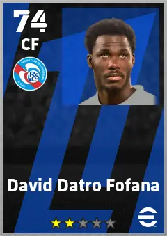 David Datro Fofana eFootball 2026 player card — 74 OVR CF