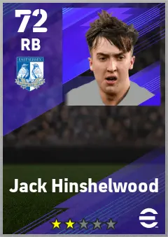 Jack Hinshelwood eFootball 2026 player card — 72 OVR RB