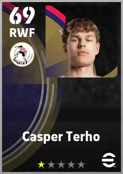 Casper Terho eFootball 2026 player card — 69 OVR RWF