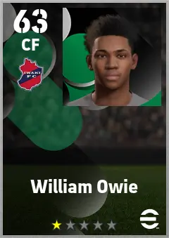 William Owie eFootball 2026 player card — 63 OVR CF