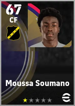 Moussa Soumano eFootball 2026 player card — 67 OVR CF