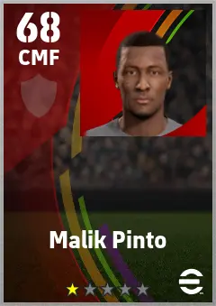 Malik Pinto eFootball 2026 player card — 68 OVR CMF