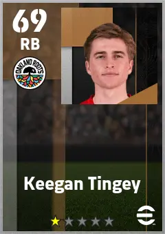 Keegan Tingey eFootball 2026 player card — 69 OVR RB