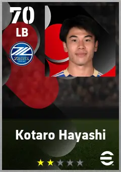 Kotaro Hayashi eFootball 2026 player card — 70 OVR LB