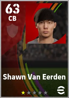 Shawn Van Eerden eFootball 2026 player card — 63 OVR CB