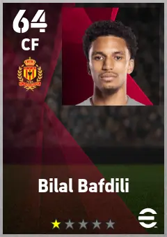 Bilal Bafdili eFootball 2026 player card — 64 OVR CF