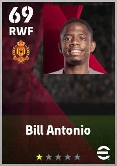 Bill Antonio eFootball 2026 player card — 69 OVR RWF