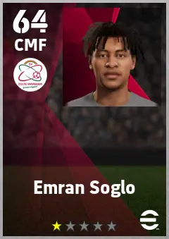 Emran Soglo eFootball 2026 player card — 64 OVR CMF