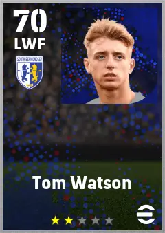 Tom Watson eFootball 2026 player card — 70 OVR LWF