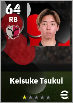 Keisuke Tsukui eFootball 2026 player card — 64 OVR RB