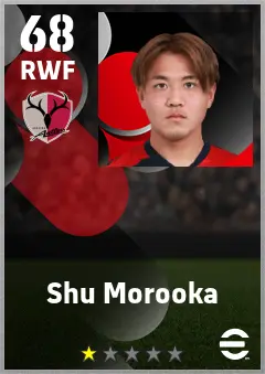Shu Morooka eFootball 2026 player card — 68 OVR RWF
