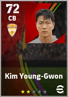 Kim Young-Gwon eFootball 2026 player card — 72 OVR CB