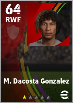 M. Dacosta Gonzalez eFootball 2026 player card — 64 OVR RWF