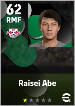 Raisei Abe eFootball 2026 player card — 62 OVR RMF