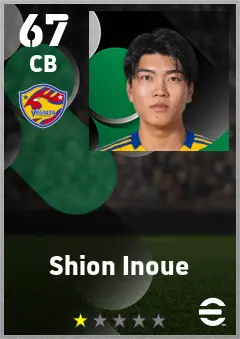 Shion Inoue eFootball 2026 player card — 67 OVR CB