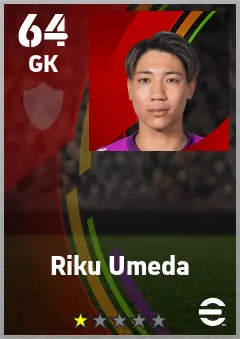 Riku Umeda eFootball 2026 player card — 64 OVR GK