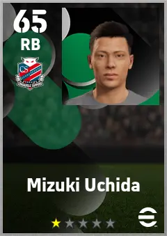 Mizuki Uchida eFootball 2026 player card — 65 OVR RB