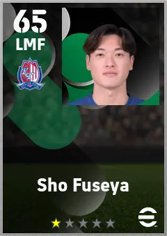 Sho Fuseya eFootball 2026 player card — 65 OVR LMF