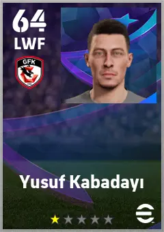 Yusuf Kabadayi eFootball 2026 player card — 64 OVR LWF