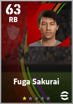 Fuga Sakurai eFootball 2026 player card — 63 OVR RB