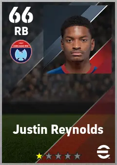 Justin Reynolds eFootball 2026 player card — 66 OVR RB