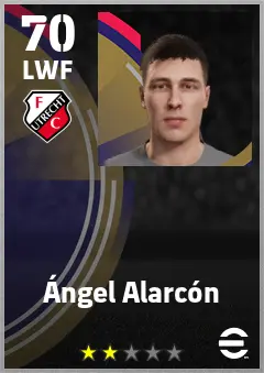 Angel Alarcon eFootball 2026 player card — 70 OVR LWF