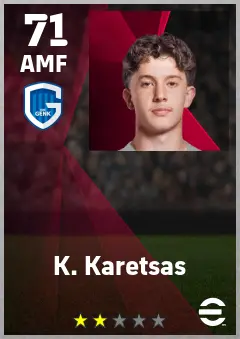 K. Karetsas eFootball 2026 player card — 71 OVR AMF