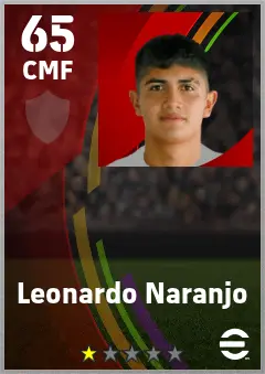 Leonardo Naranjo eFootball 2026 player card — 65 OVR CMF