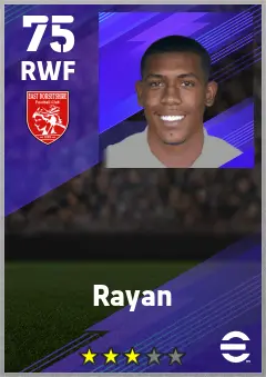 Rayan eFootball 2026 player card — 75 OVR RWF