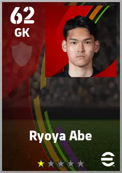 Ryoya Abe eFootball 2026 player card — 62 OVR GK