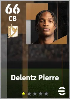Delentz Pierre eFootball 2026 player card — 66 OVR CB