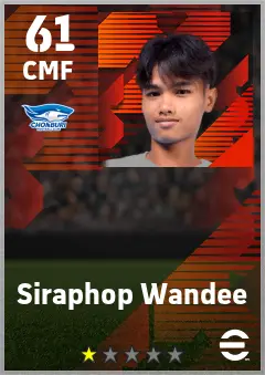 Siraphop Wandee eFootball 2026 player card — 61 OVR CMF