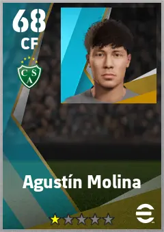 Agustin Molina eFootball 2026 player card — 68 OVR CF
