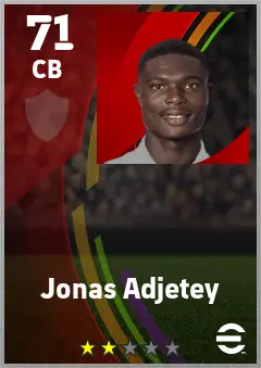 Jonas Adjetey eFootball 2026 player card — 71 OVR CB